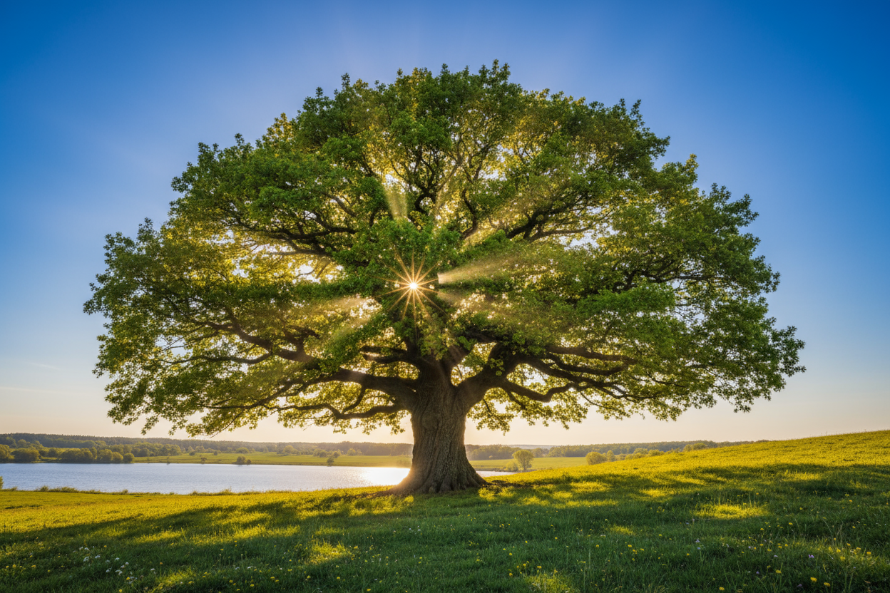 a beautiful tree at showing blue sky and sunny